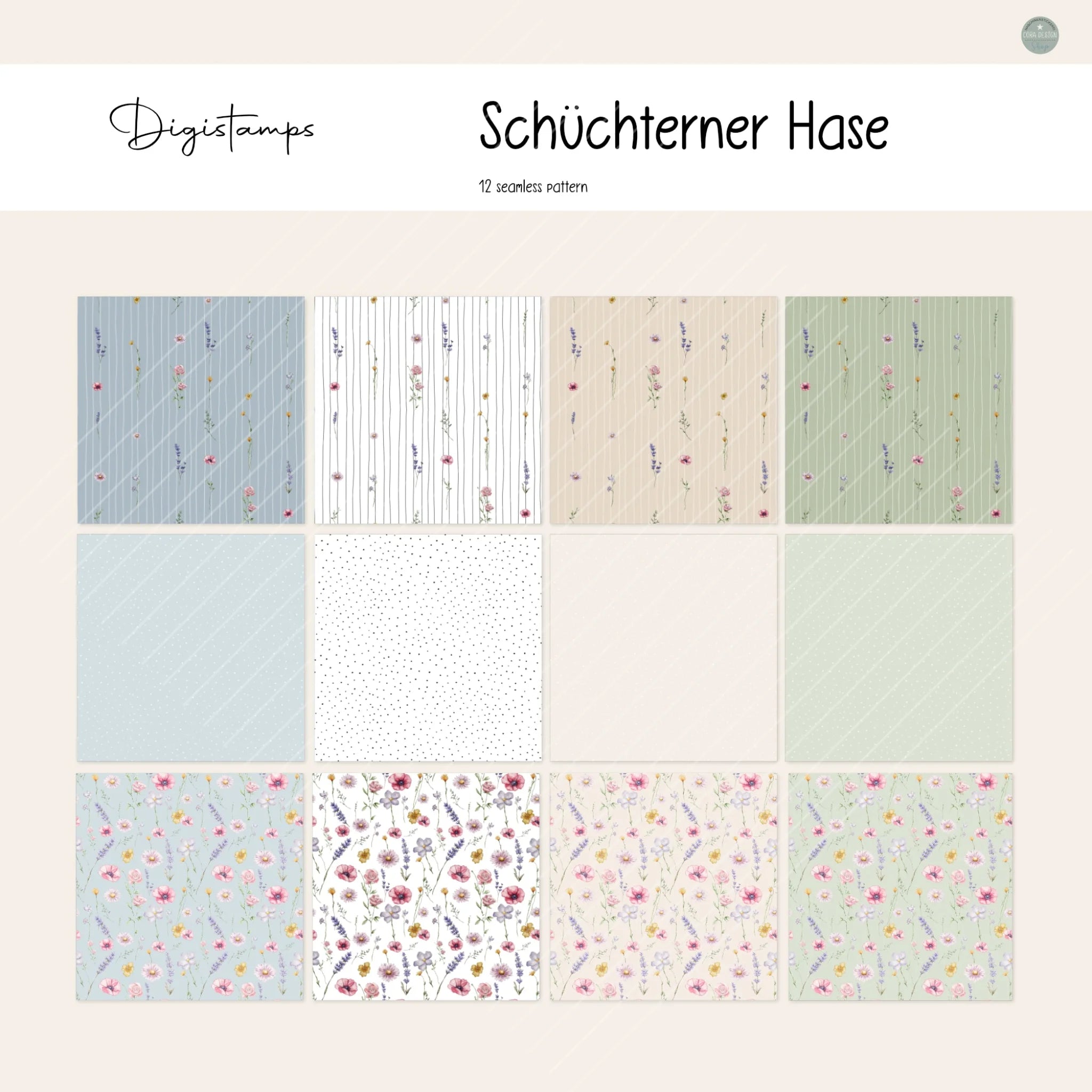 Digistamp Schüchterner Hase Bundle seamless Paper Digistamp