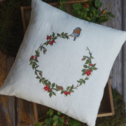Stickdatei Kranz Hagebutten Rotkehlchen Vogel Schnecke Herbst Sommer Winter Cora Design