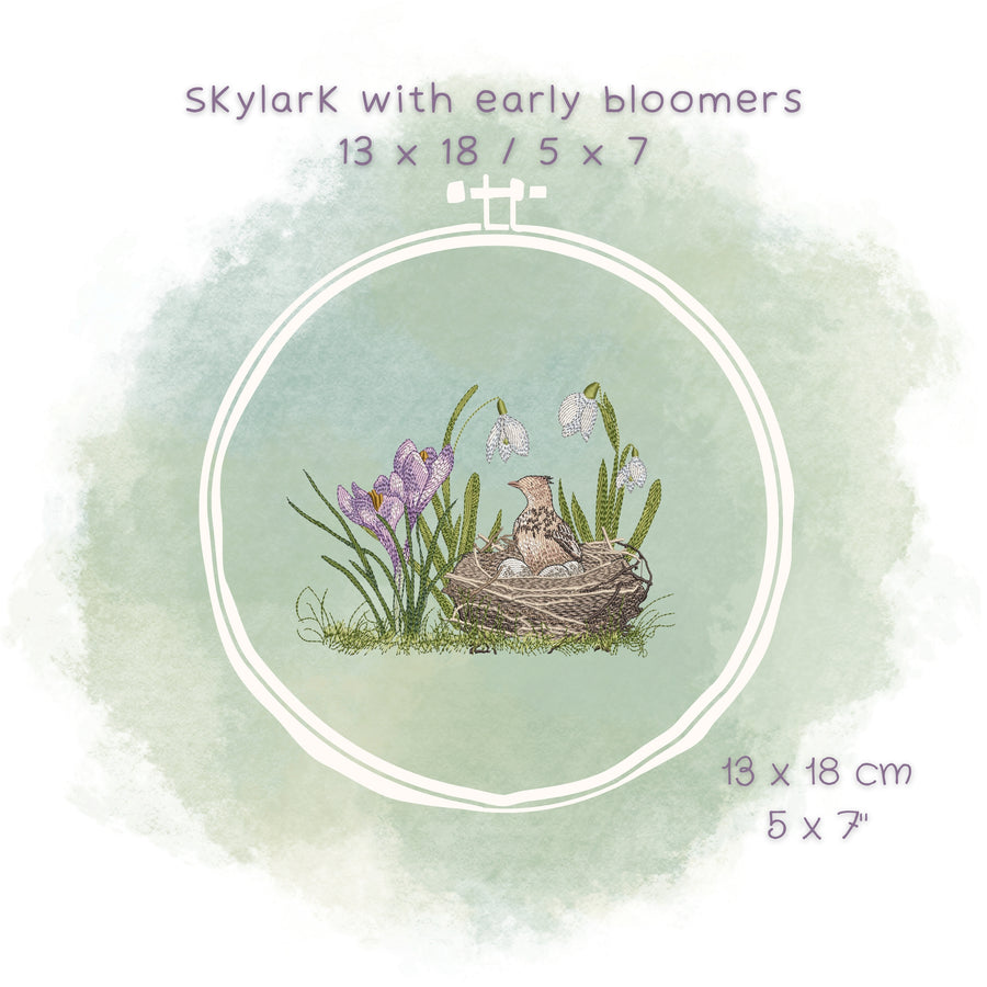 Stickdatei Frühblüherwiese für die mittlere Rahmengröße