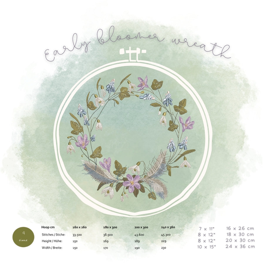 Stickdatei Frühblüherkranz