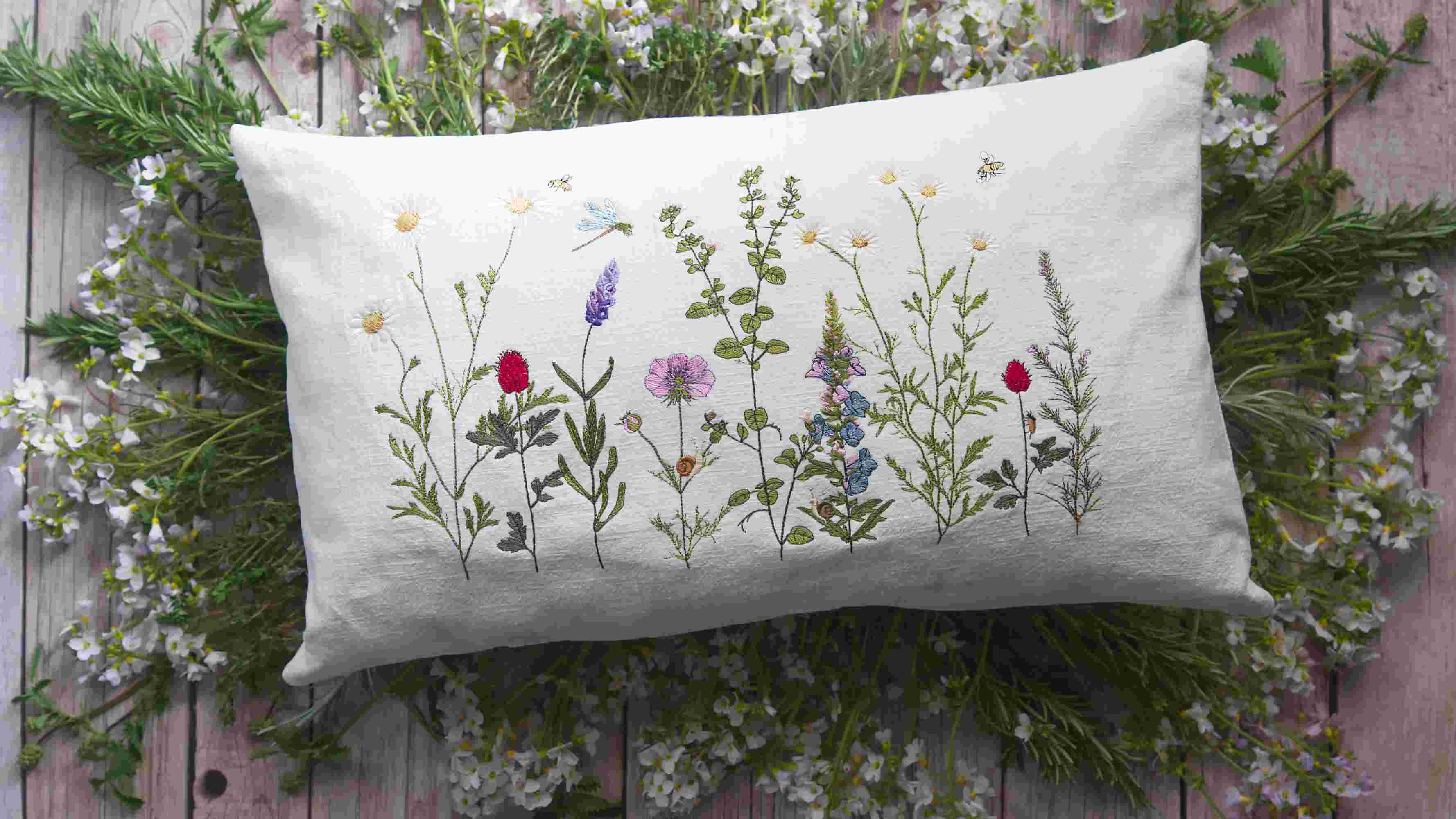 Stickatei Stickmaschine Kräuter Frühling Garten Wiese Sommer Herbst Cora Design