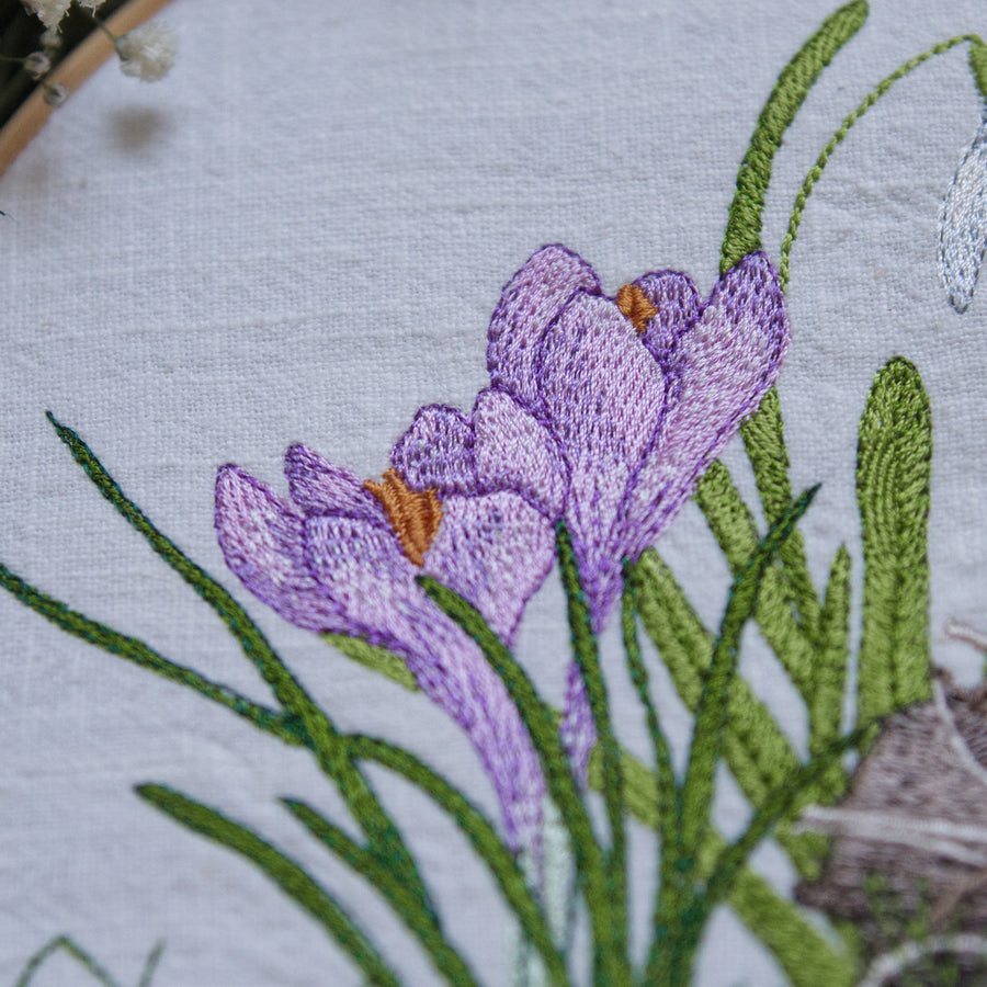 Stickdatei Frühblüherwiese für die mittlere Rahmengröße