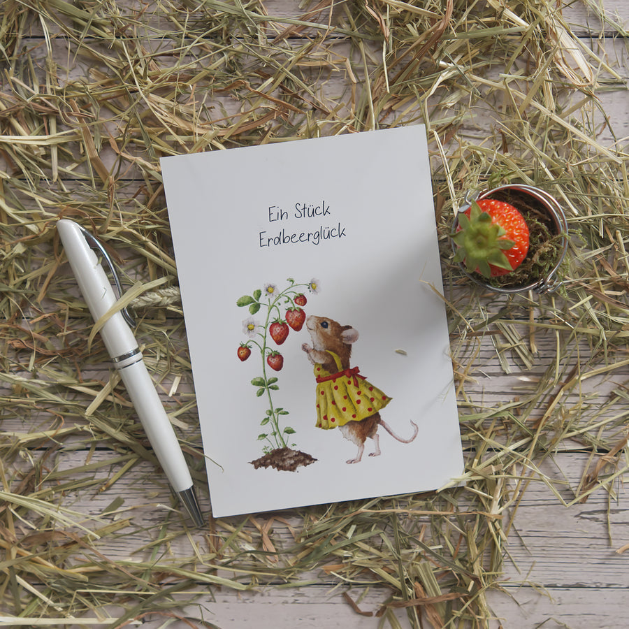 Printable Postkarte Ein Stück Erdbeerglück