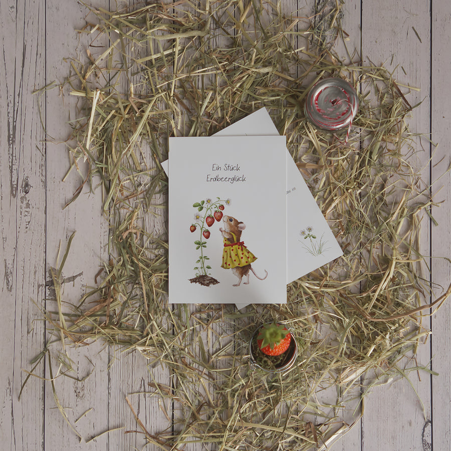 Printable Postkarte Ein Stück Erdbeerglück
