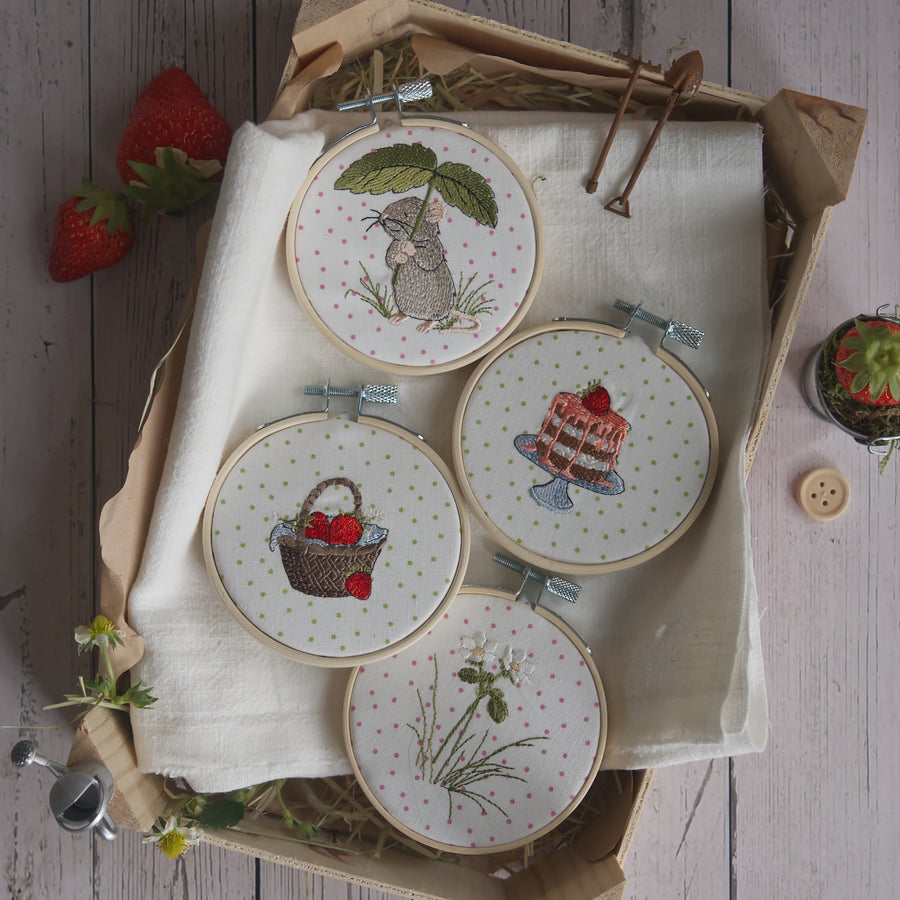 Stickdatei Erdbeerminis aus der Mäuse-Serie