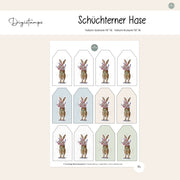 Digistamp Schüchterner Hase Hangtags