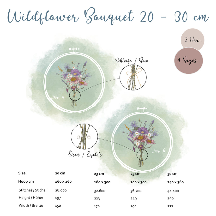 Stickdatei Wildblumenbouquet für große Rahmen