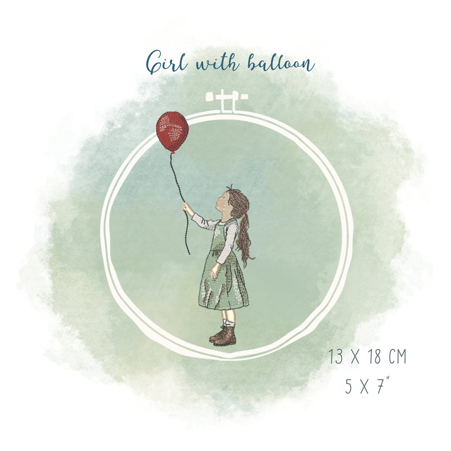 Stickdatei Mädchen und Ballon