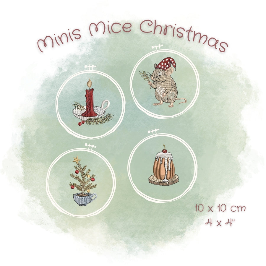 Stickdatei Mini-Set „Mäuseweihnacht“ 4 liebevoll gestaltete Weihnachtsmotive