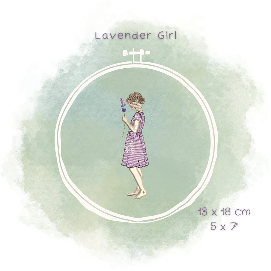 Stickdatei Mädchen mit Lavendel