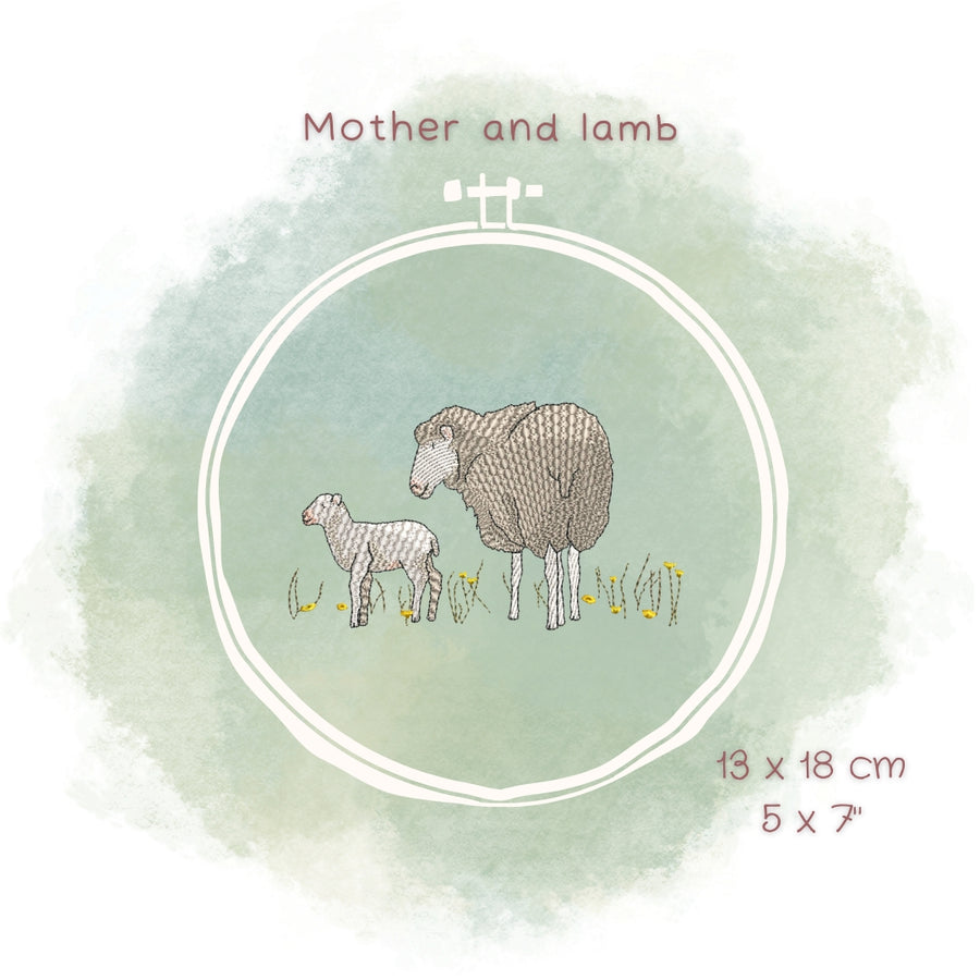 Stickdatei Mutter und Lamm