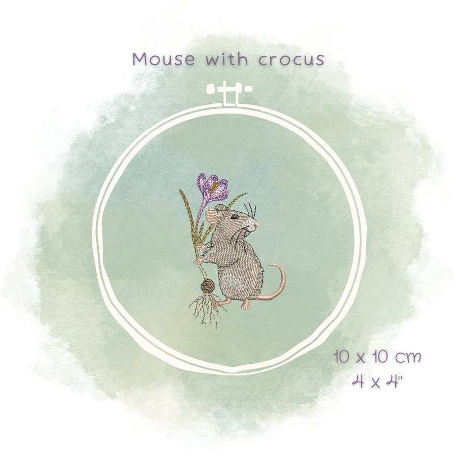 Stickdatei Maus mit Krokus