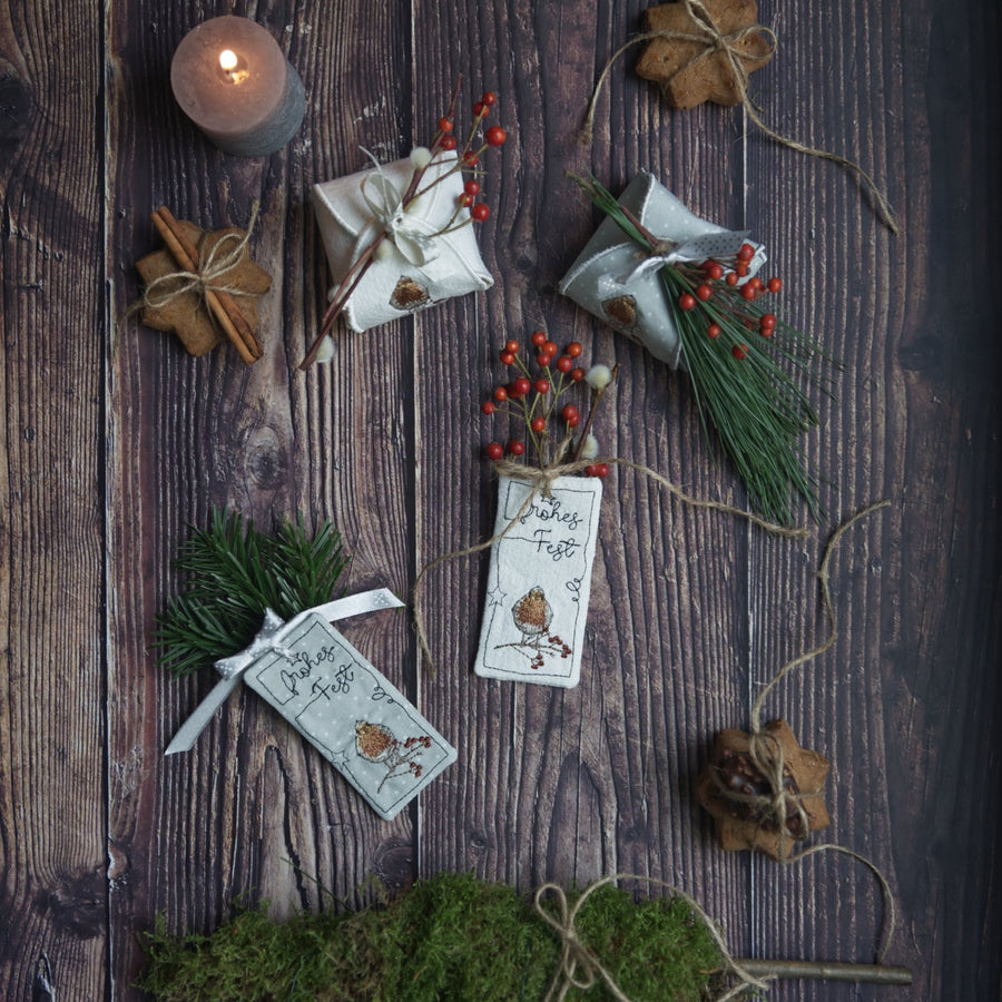 Stickdatei Geschenkset Rotkehlchen mit Box und Anhänger ITH