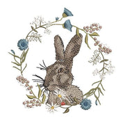 Stickdatei Hase mit Wildblumenkranz