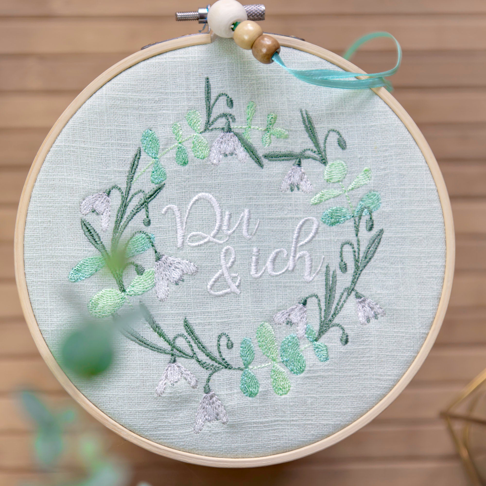 Stickdatei Hochzeit Du und ich Eukalyptus Schneeglöckchen Frühling Sommer Herbst Cora Design